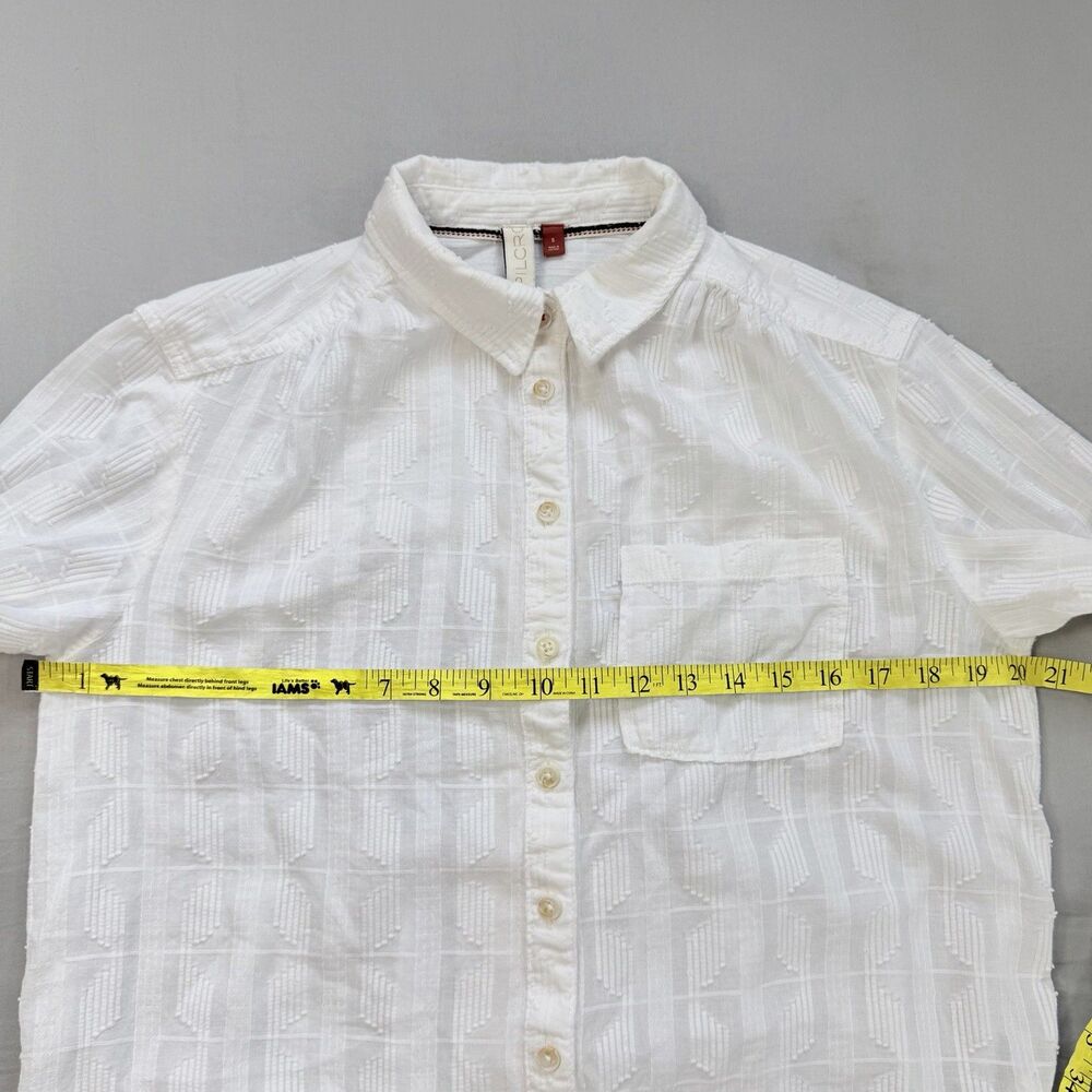PILCRO Anthropologie Theresa Laced Back Button Up SMALL White Top Textured Boho - Picture 8 of 14